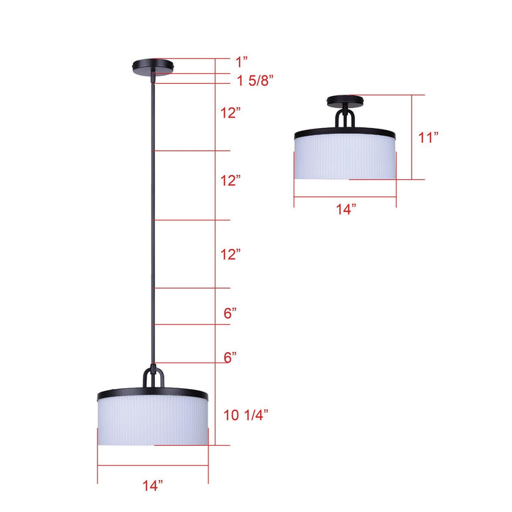 Kinslea Three Light Dual Mount Pendant in Matte Black Canarm Canada