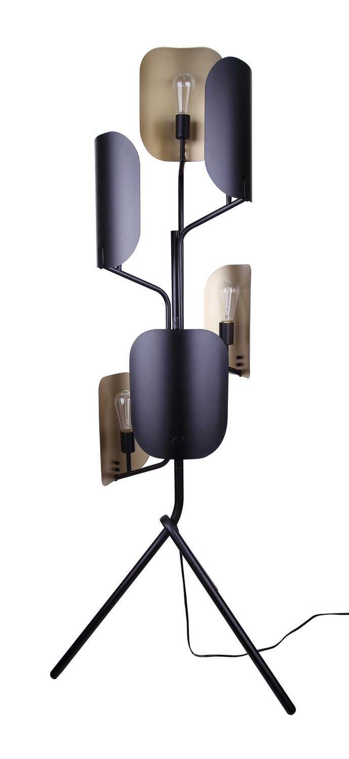 Zyric Six Light Floor Lamp in Matte Black & Painted Gold Canarm Canada