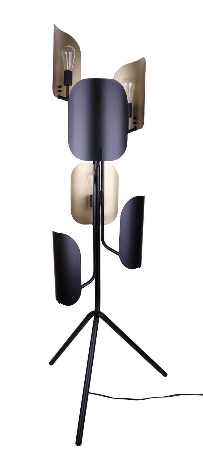 Zyric Six Light Floor Lamp in Matte Black & Painted Gold Canarm Canada