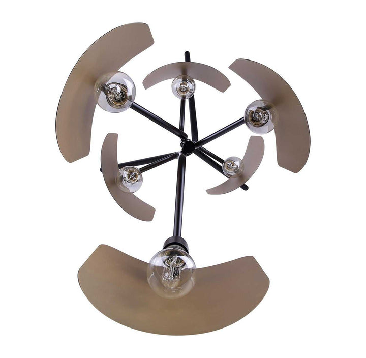 Zyric Six Light Floor Lamp in Matte Black & Painted Gold Canarm Canada