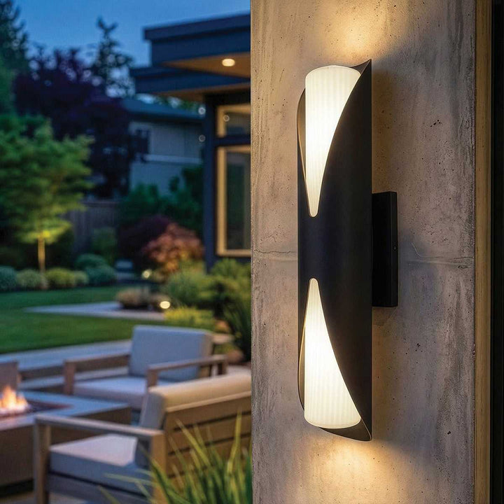 Dylan Two Light Outdoor Wall Lantern in Sand Black Canarm Canada