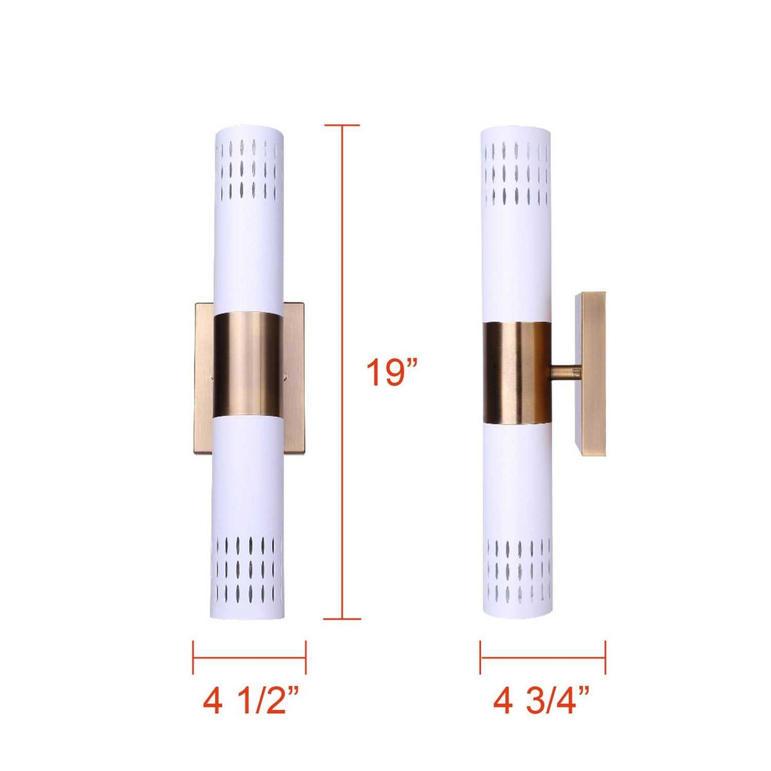 Gracie Two Light Wall Fixture in Gold + Matte White Canarm Canada