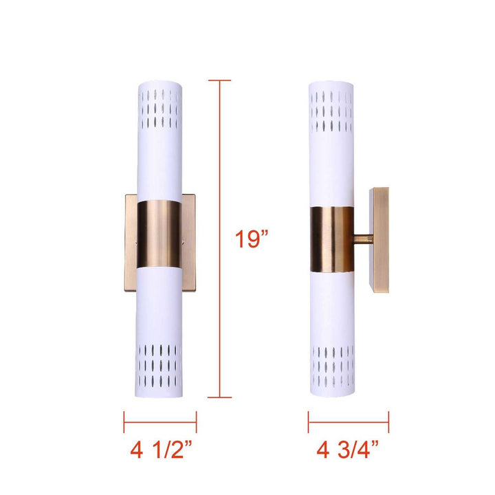 Gracie Two Light Wall Fixture in Gold + Matte White Canarm Canada