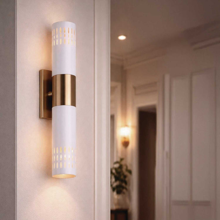 Gracie Two Light Wall Fixture in Gold + Matte White Canarm Canada