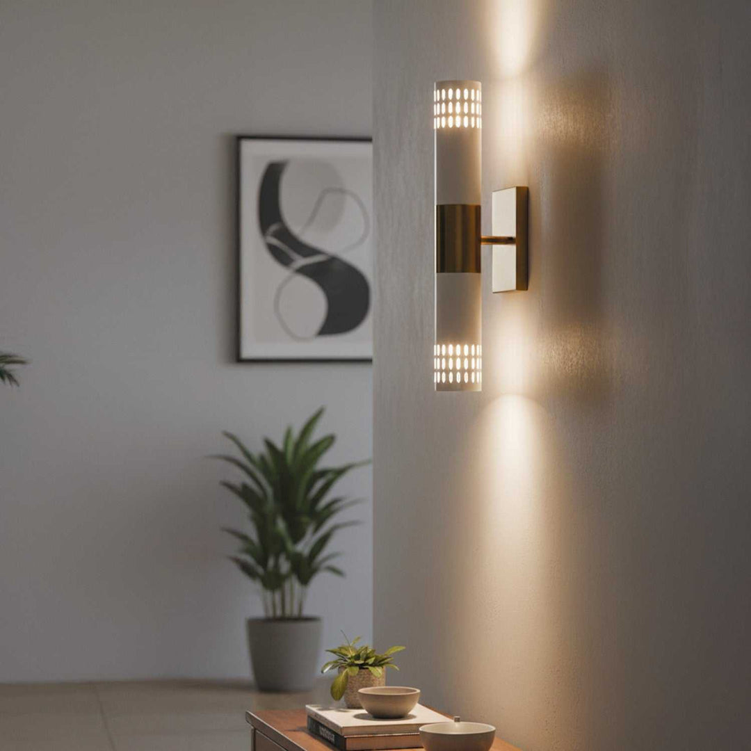Gracie Two Light Wall Fixture in Gold + Matte White Canarm Canada