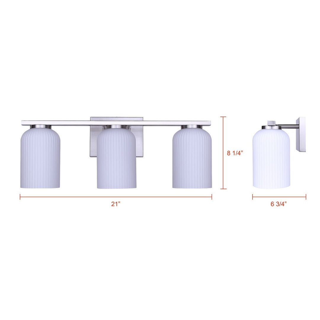 Bram Three Light Vanity in Brushed Nickel Canarm Canada