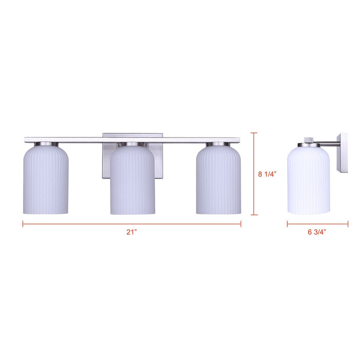 Bram Three Light Vanity in Brushed Nickel Canarm Canada