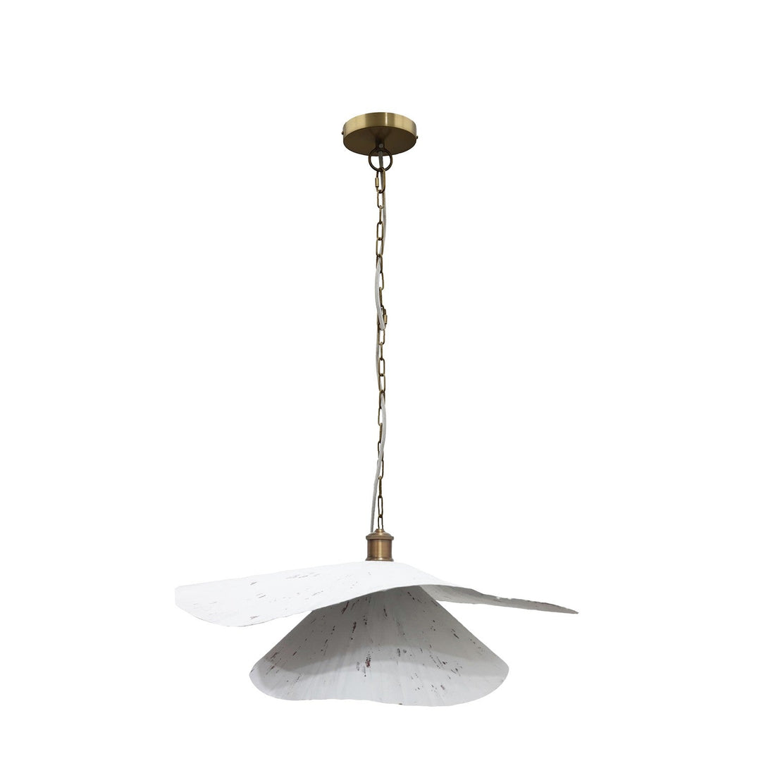 Ravi One Light Pendant in White Distress & Antique Brass Canarm Canada