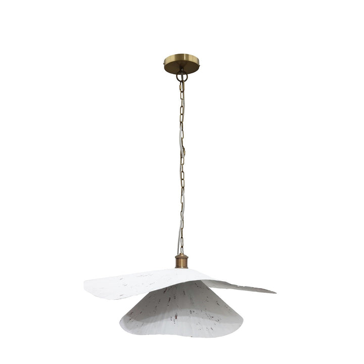 Ravi One Light Pendant in White Distress & Antique Brass Canarm Canada