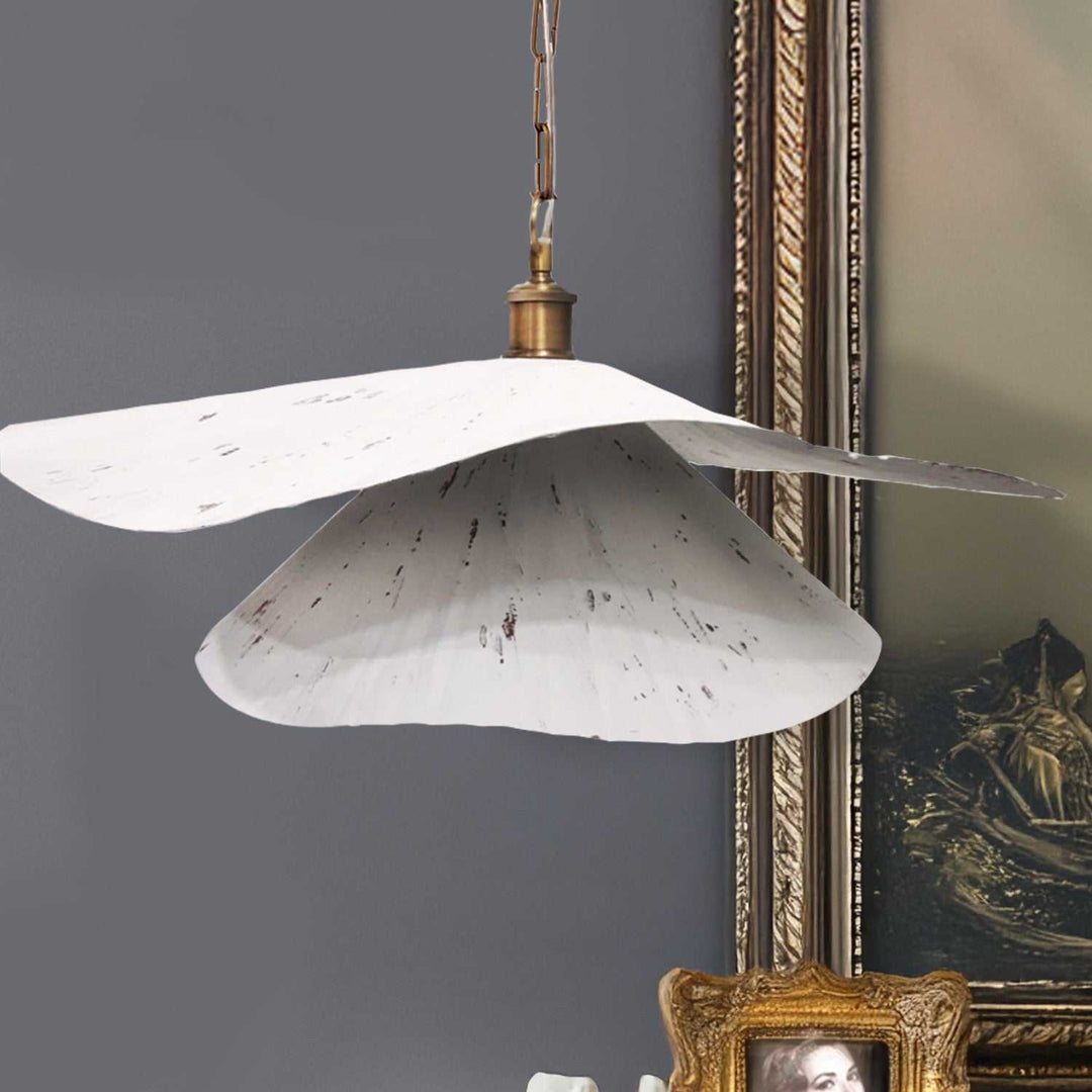 Ravi One Light Pendant in White Distress & Antique Brass Canarm Canada