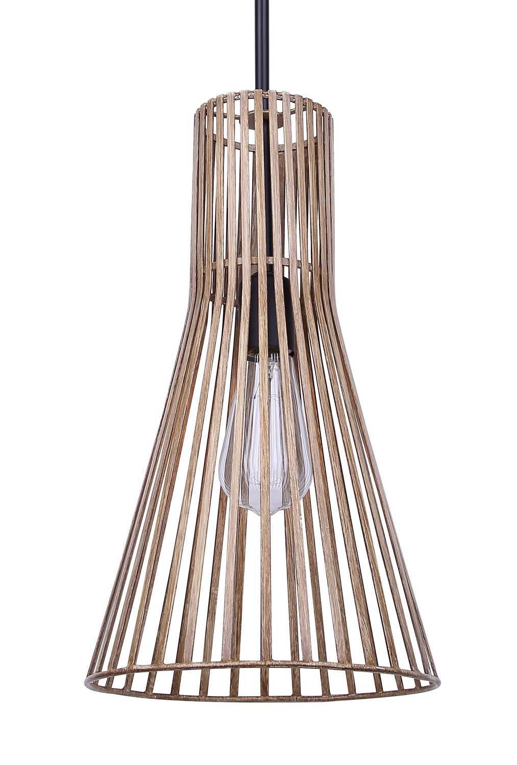 Elim One Light Pendant in Matte Black + Brushed Brown Canarm Canada