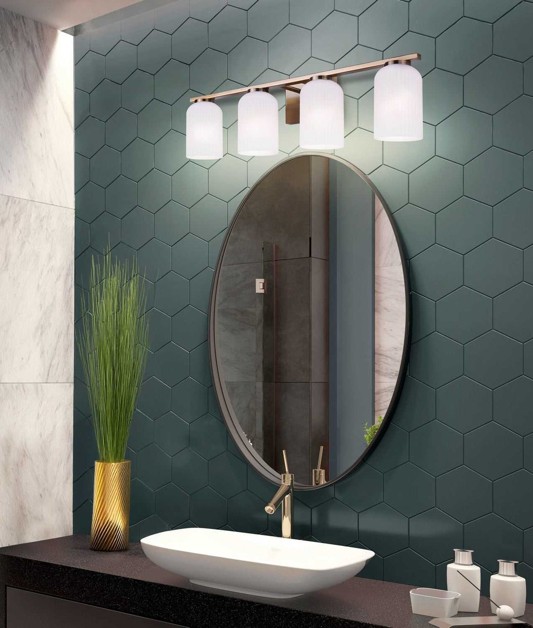 Bram Four Light Vanity in Gold Canarm Canada