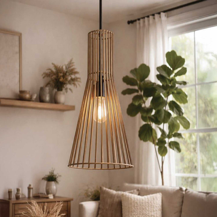Elim One Light Pendant in Matte Black And Brushed Brown Canarm Canada
