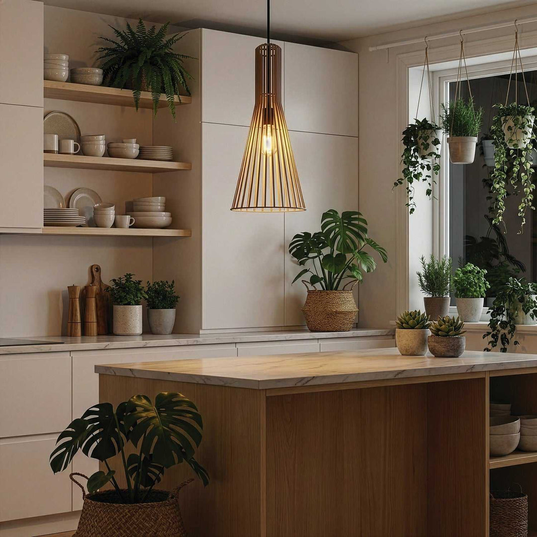 Elim One Light Pendant in Matte Black And Brushed Brown Canarm Canada