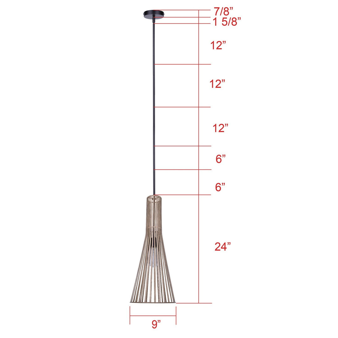 Elim One Light Pendant in Matte Black And Brushed Brown Canarm Canada
