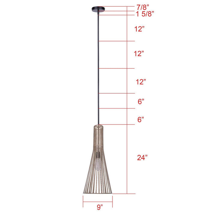 Elim One Light Pendant in Matte Black And Brushed Brown Canarm Canada
