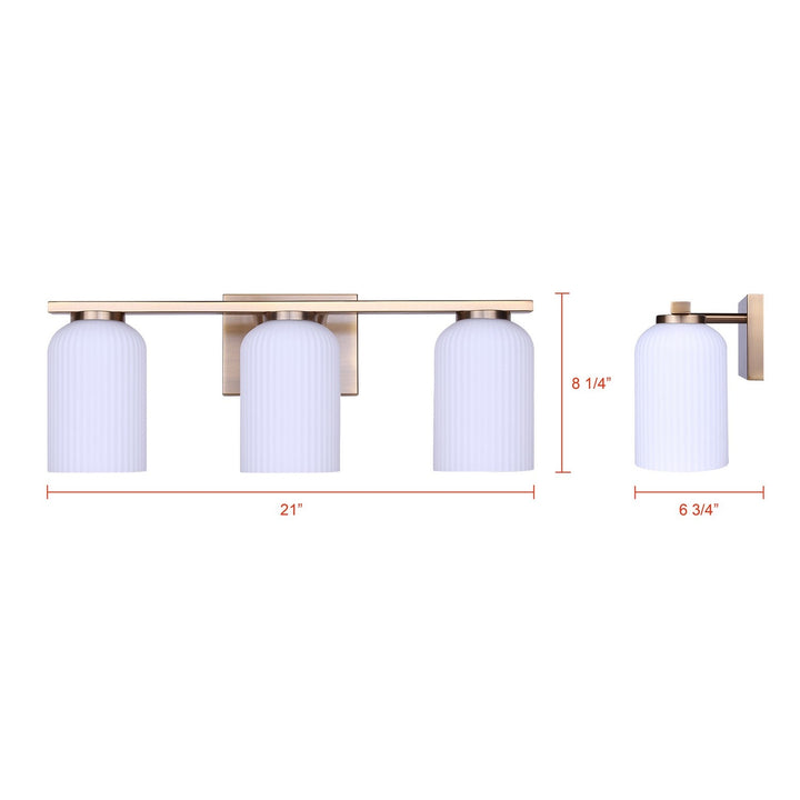 Bram Three Light Vanity in Gold Canarm Canada