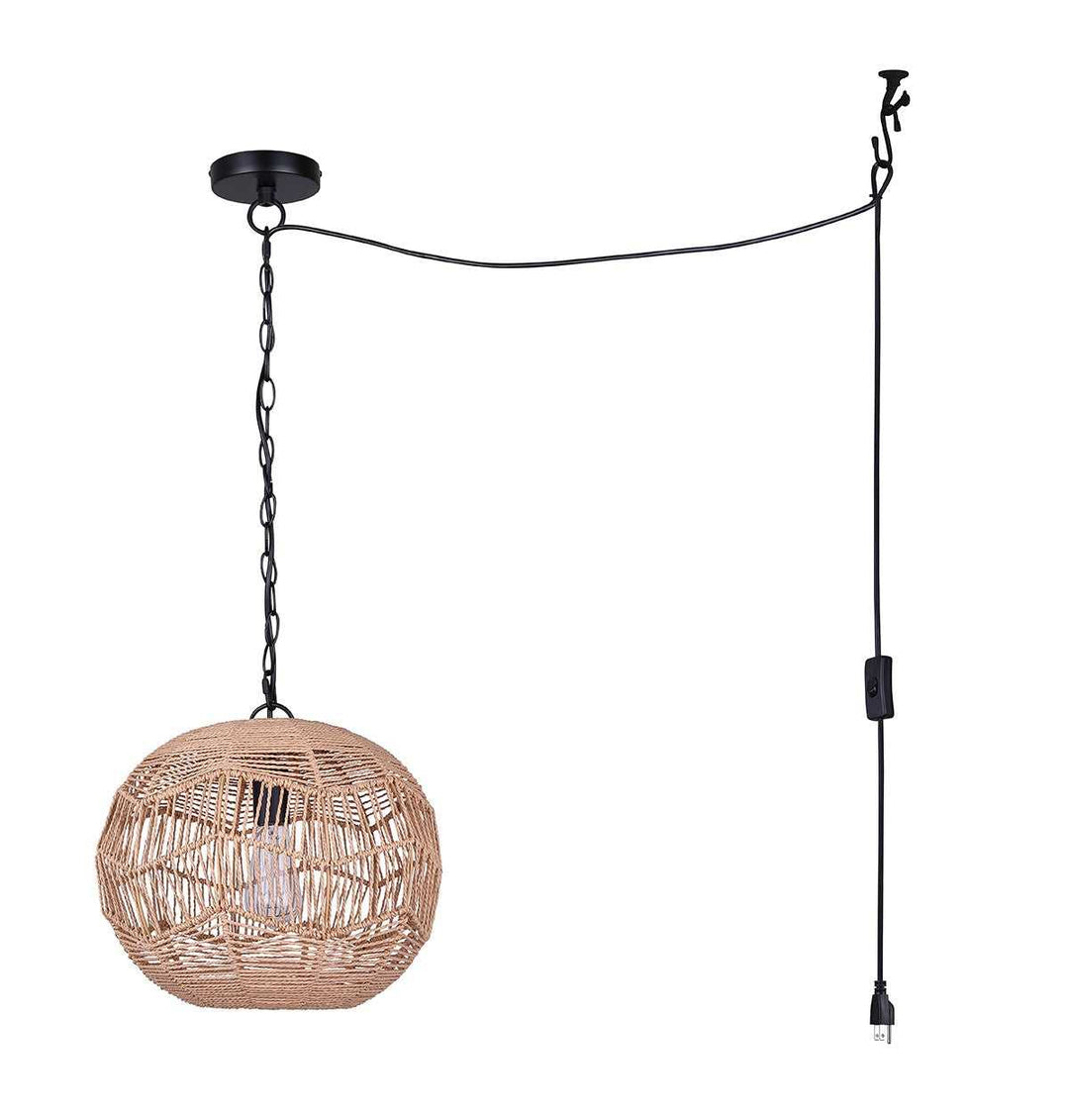 Valence One Light Pendant in Matte Black + Natural Canarm Canada