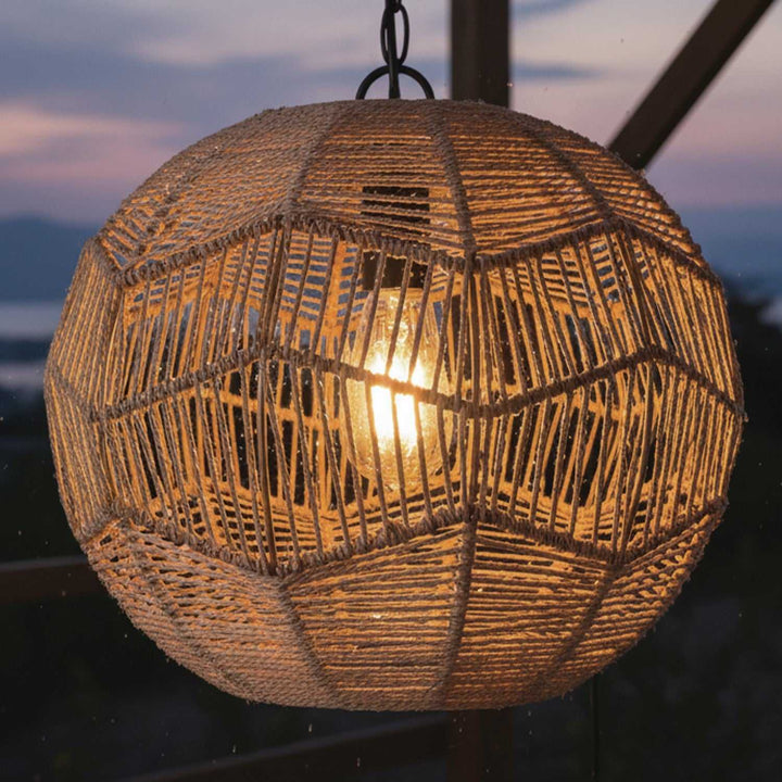 Valence One Light Pendant in Matte Black + Natural Canarm Canada