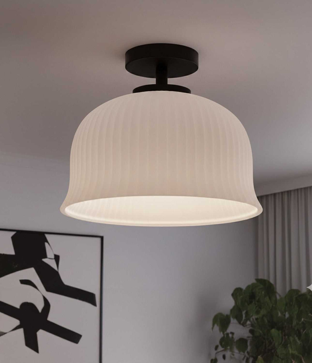 Sana One Light Semi-Flushmount in Matte Black Canarm Canada