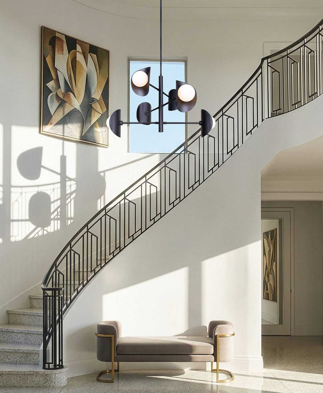 Arion Six Light Chandelier in Matte Black Canarm Canada