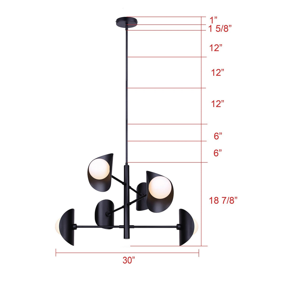 Arion Six Light Chandelier in Matte Black Canarm Canada