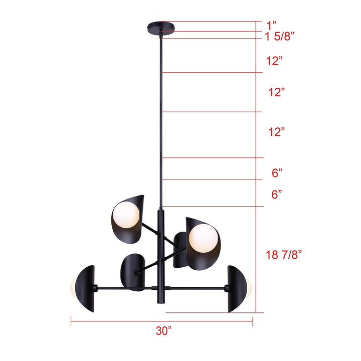 Arion Six Light Chandelier in Matte Black Canarm Canada