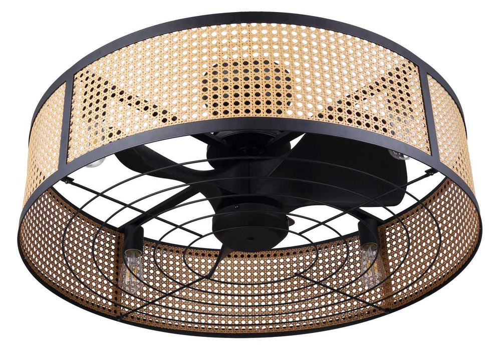 Bellamy 30" Ceiling Fan in Matte Black/Faux Rattan Canarm Canada