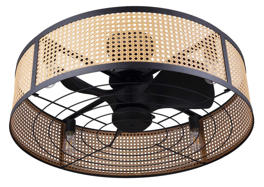 Bellamy 30" Ceiling Fan in Matte Black/Faux Rattan Canarm Canada