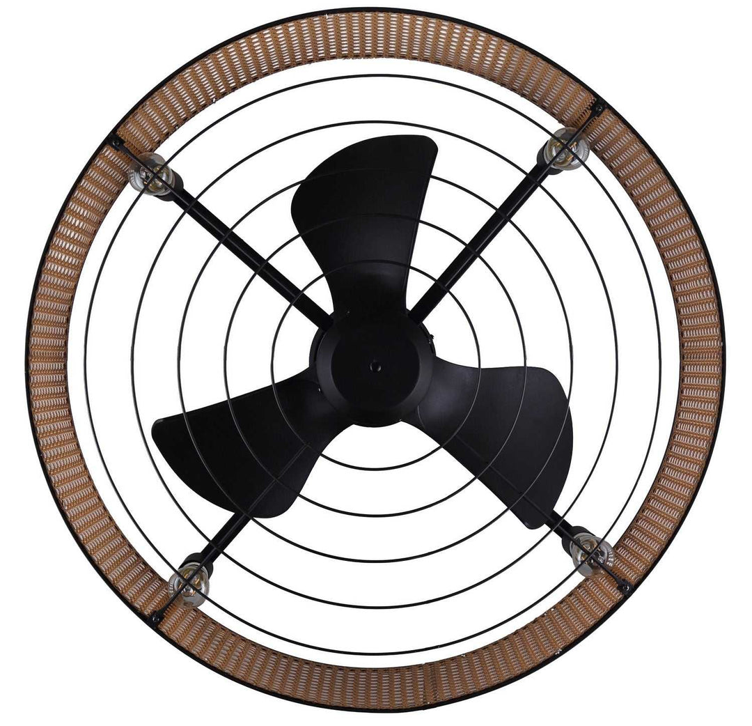 Bellamy 30" Ceiling Fan in Matte Black/Faux Rattan Canarm Canada