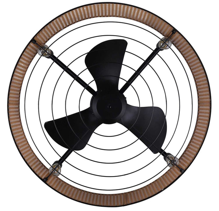 Bellamy 30" Ceiling Fan in Matte Black/Faux Rattan Canarm Canada