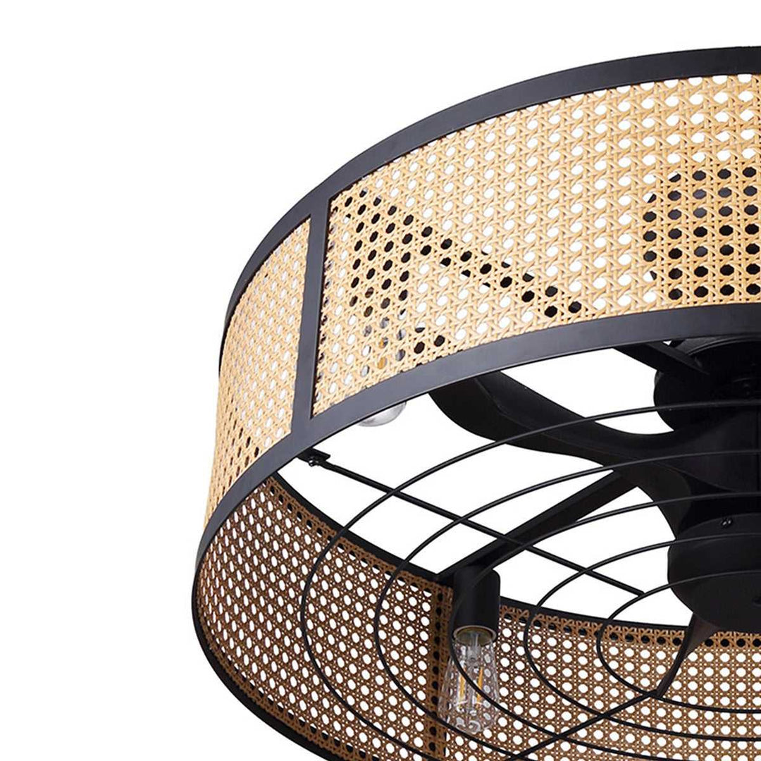 Bellamy 30" Ceiling Fan in Matte Black/Faux Rattan Canarm Canada