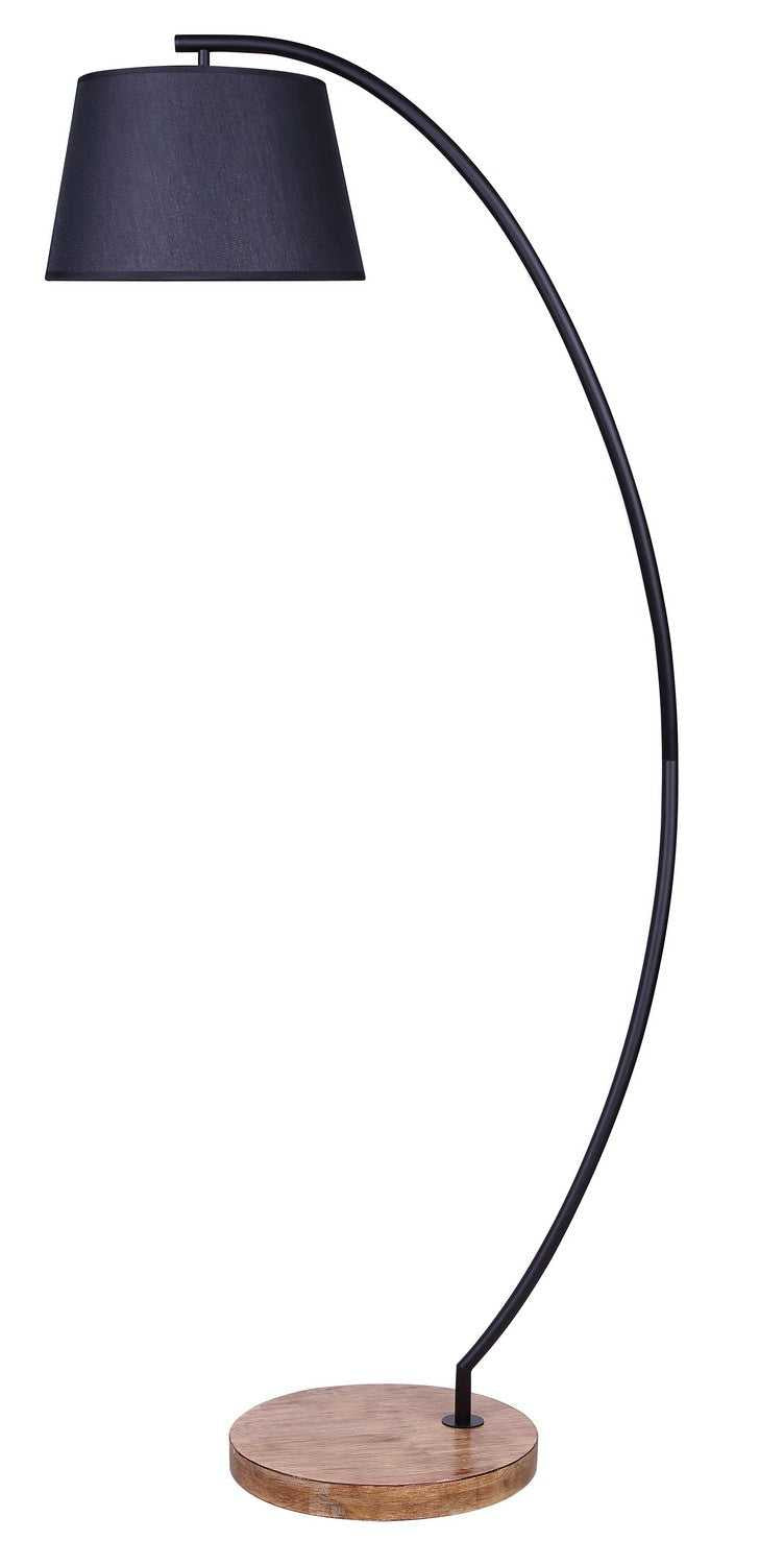 Elan One Light Floor Lamp in Matte Black & Real Wood Canarm Canada