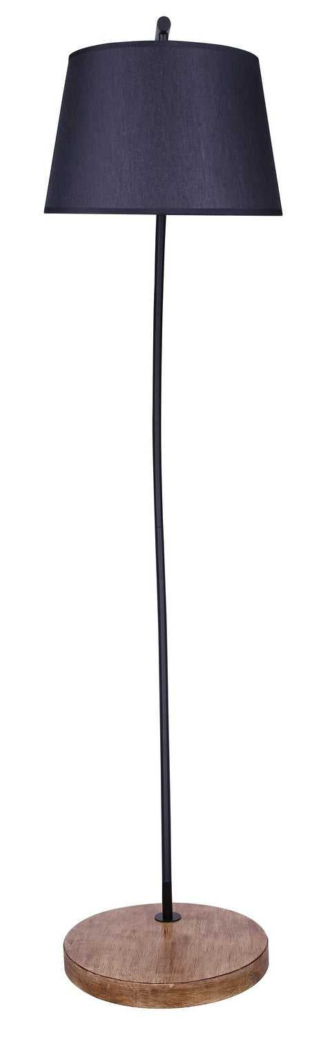 Elan One Light Floor Lamp in Matte Black & Real Wood Canarm Canada