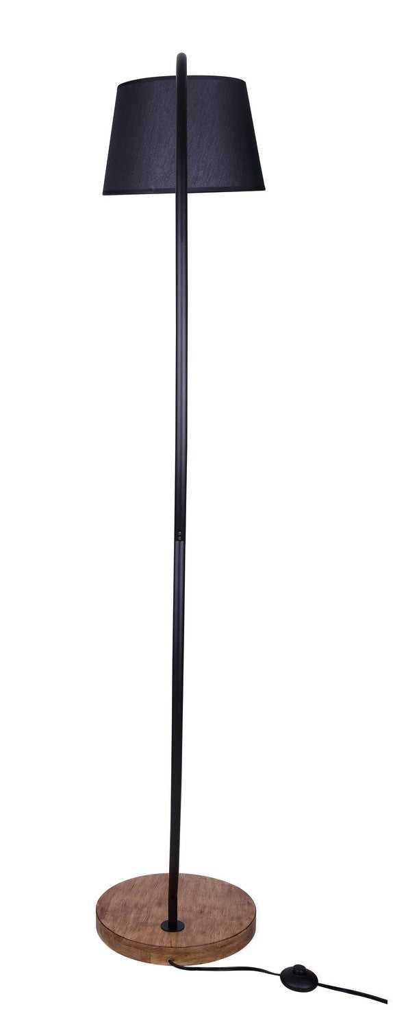 Elan One Light Floor Lamp in Matte Black & Real Wood Canarm Canada