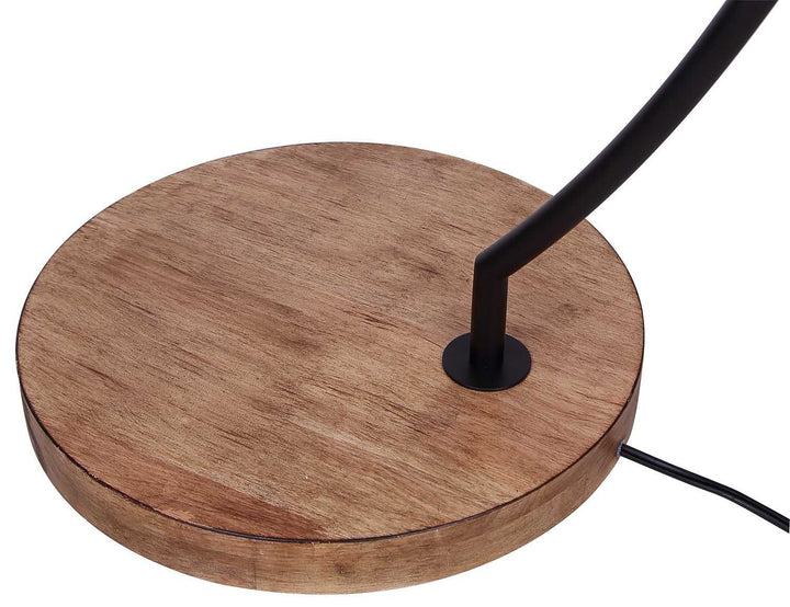 Elan One Light Floor Lamp in Matte Black & Real Wood Canarm Canada