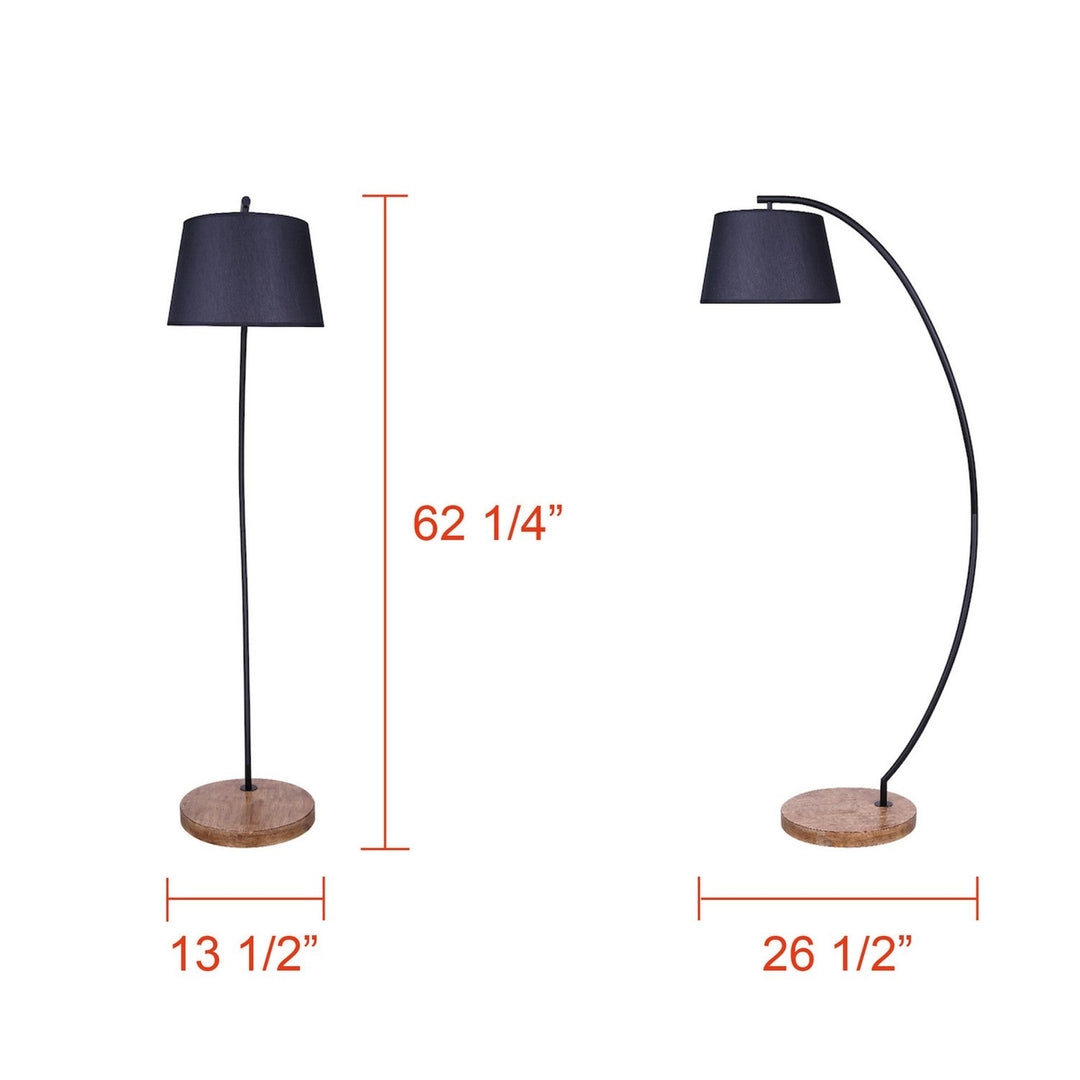 Elan One Light Floor Lamp in Matte Black & Real Wood Canarm Canada