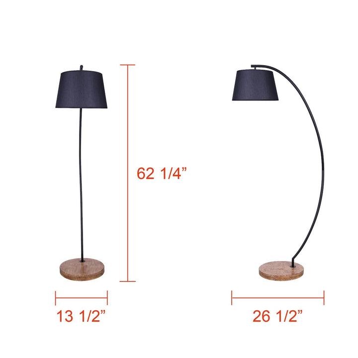 Elan One Light Floor Lamp in Matte Black & Real Wood Canarm Canada