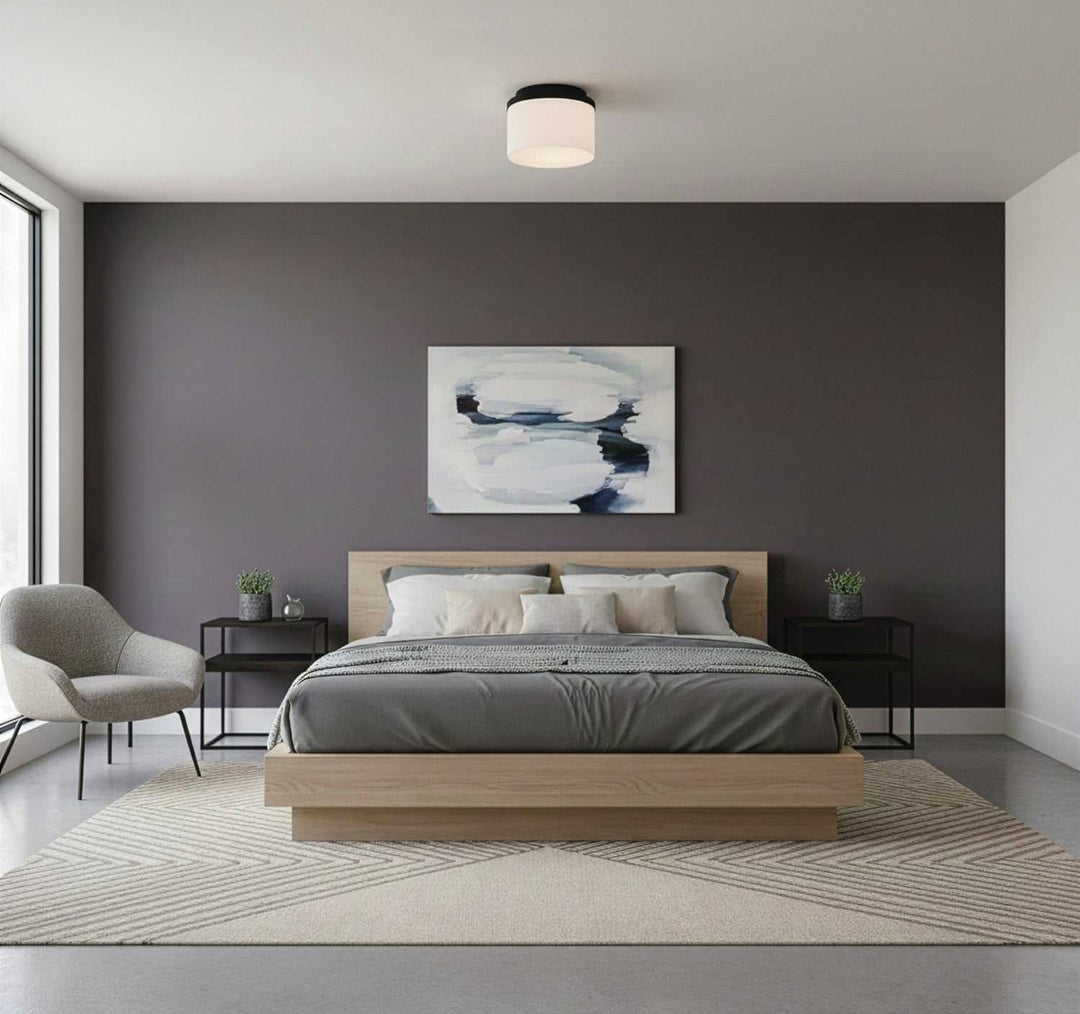 Britton One Light Flush Mount in Matte Black Canarm Canada