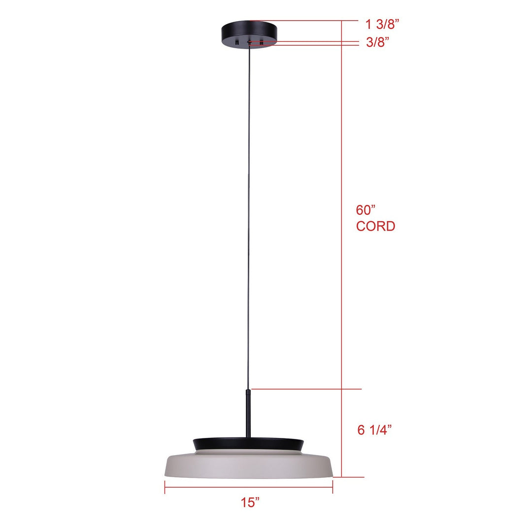 Petra LED Pendant in Matte Black And Stone Canarm Canada