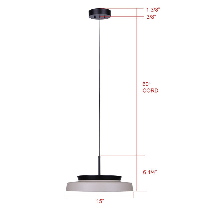 Petra LED Pendant in Matte Black And Stone Canarm Canada