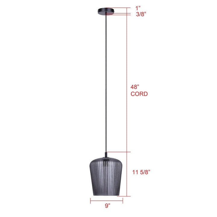 Leandro One Light Pendant in Matte Black Canarm Canada