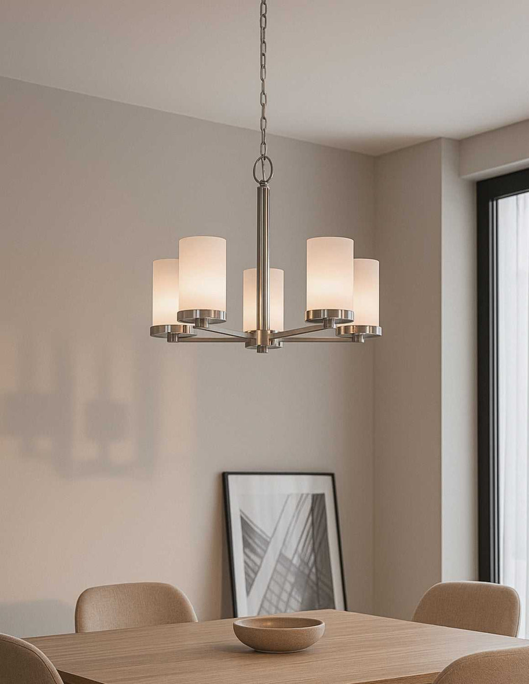 Britton Five Light Chandelier in Brushed Nickel Canarm Canada