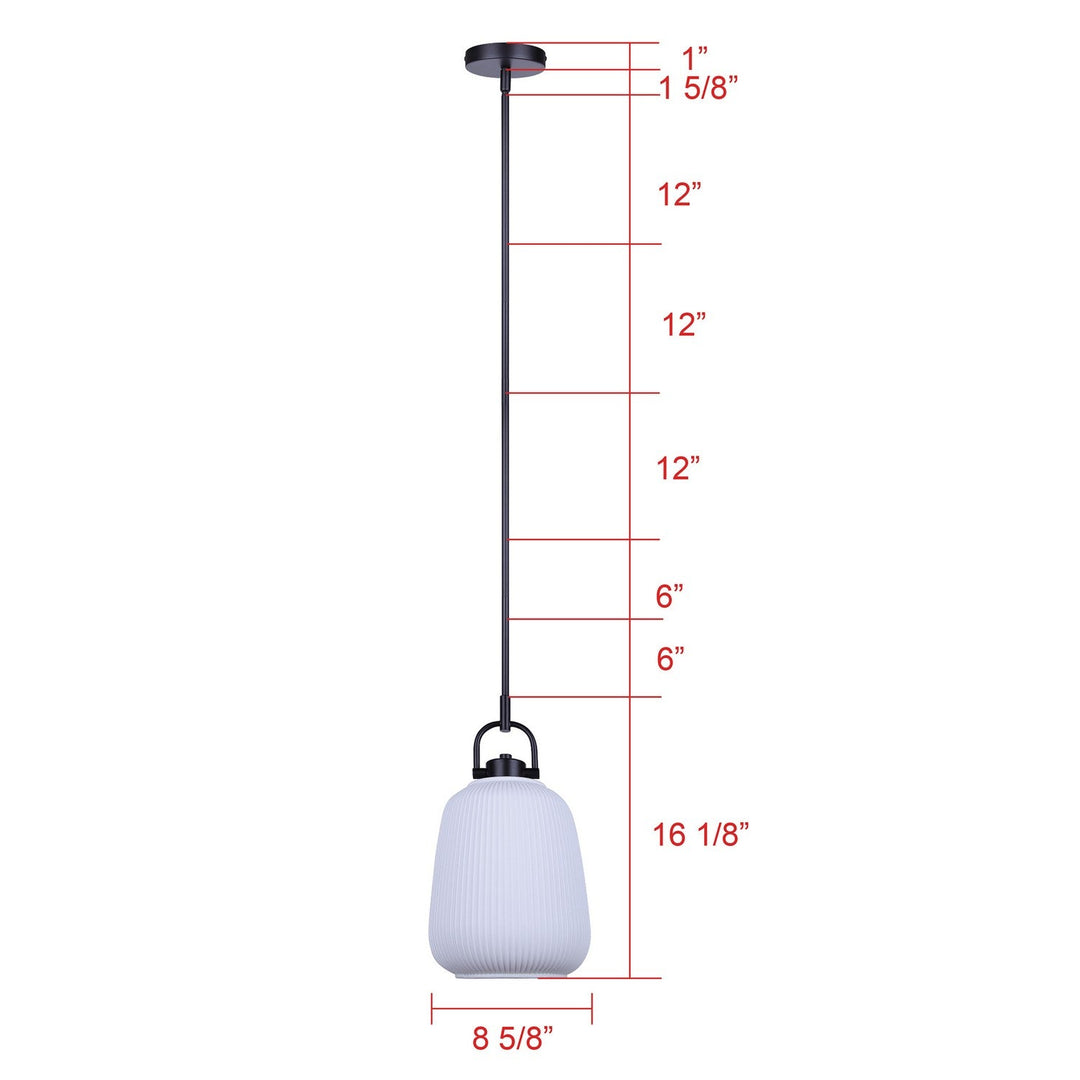 Kaslo One Light Pendant in Matte Black Canarm Canada