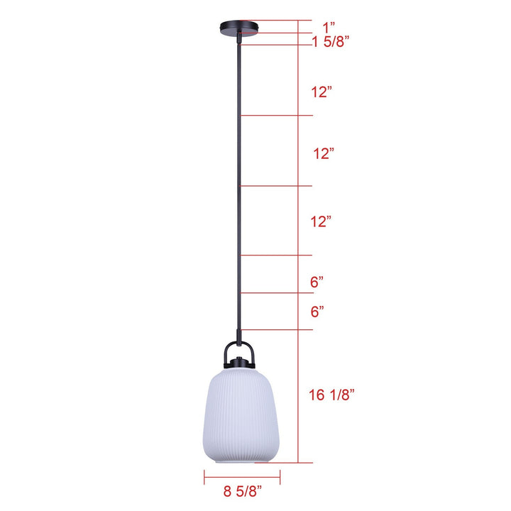 Kaslo One Light Pendant in Matte Black Canarm Canada