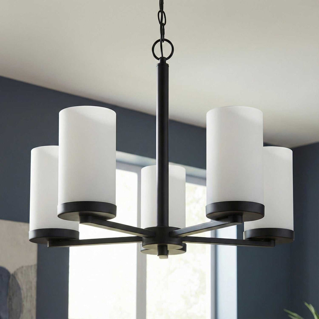 Britton Five Light Chandelier in Matte Black Canarm Canada
