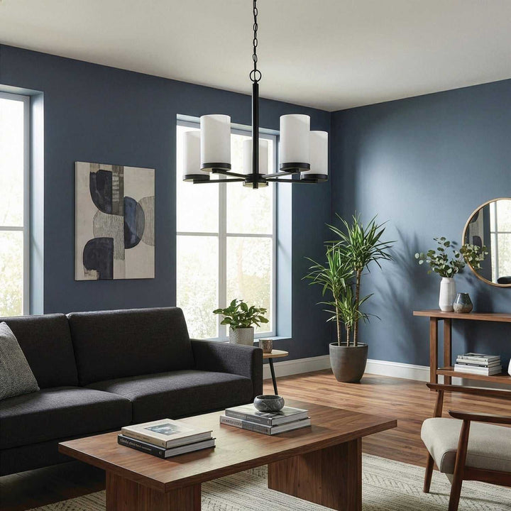 Britton Five Light Chandelier in Matte Black Canarm Canada