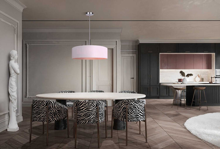 Evienne Three Light Chandelier in Brushed Nickel And Pink Canarm Canada