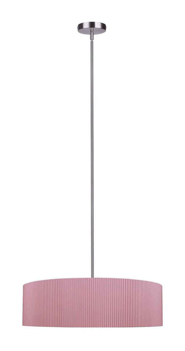 Evienne Three Light Chandelier in Brushed Nickel And Pink Canarm Canada