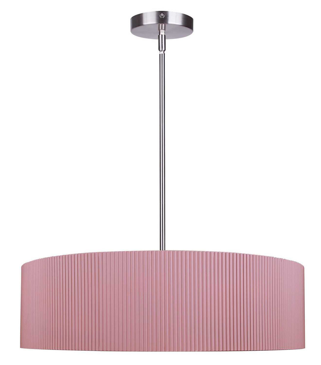Evienne Three Light Chandelier in Brushed Nickel And Pink Canarm Canada